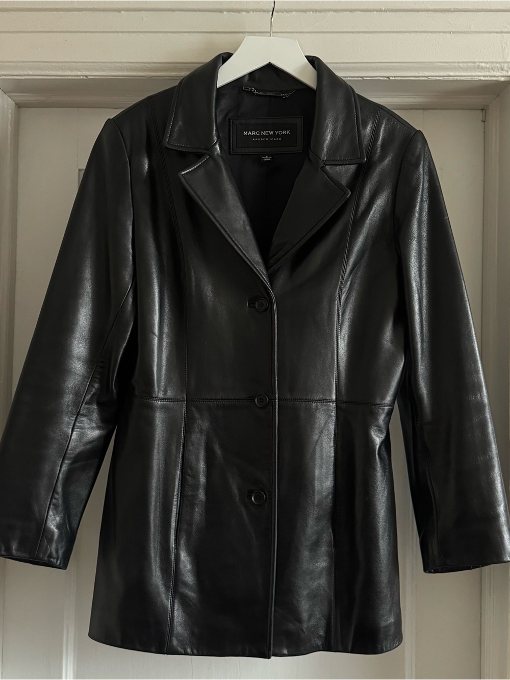 Marc New York Black Leather Single-Breasted Jacket